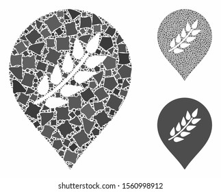 Plantation mark mosaic of humpy elements in different sizes and color tones, based on plantation mark icon. Vector tuberous elements are organized into collage.