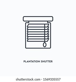 Plantation shutter outline icon. Simple linear element illustration. Isolated line Plantation shutter icon on white background. Thin stroke sign can be used for web, mobile and UI.
