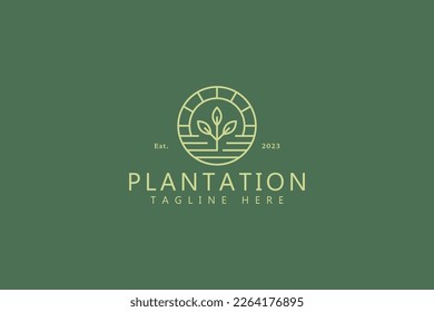 Plantation Sign Symbol for Business Vegan Food, Fresh, Organic, Quality Vegetable Logo Badge