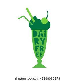 Plant-based dairy and protein. Milkshake without animal products. Vegan and vegetable diet. Sustainable climate friendly cruelty free food.