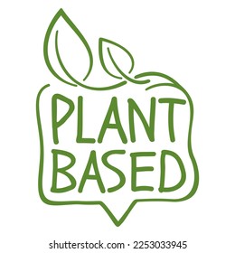 Plant-based drawn calligraphic stamp for natural nutrients labeling. Flat vector eco-friendly illustration