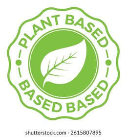 Plant-Based Emblem Vegan Eco-Friendly Badge with Leaf Icon
