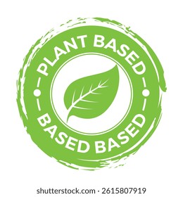 Plant-Based Emblem Vegan Eco-Friendly Badge with Leaf Icon