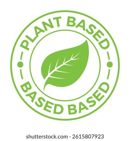 Plant-Based Emblem Vegan Eco-Friendly Badge with Leaf Icon