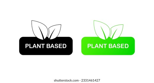 Basado en plantas. Productos planos, coloreados, a base de plantas, productos vegetarianos. Iconos vectores.