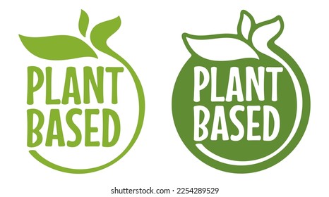 Plant-based flat stamp for natural nutrients labeling. Flat vector eco-friendly illustration