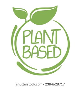 Plant-based flat stamp for natural nutrients labeling. Drawn vector eco-friendly illustration