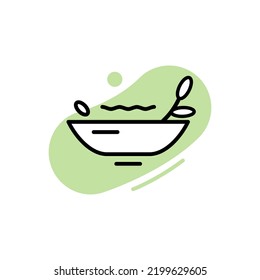 Plant-based meat icon. Line art plate.
