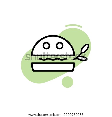 Plant-based meat icon. Line art burger.