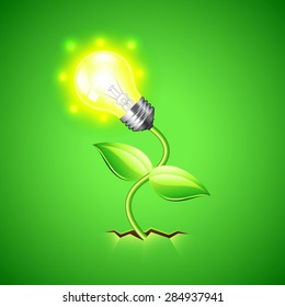 Plant-bulb grows from crack in the ground, idea concept vector background