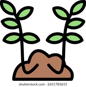 Línea de semilla plantada Diseño de icono lleno