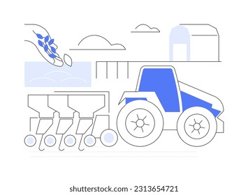 Planter abstract concept vector illustration. Planter sowing seeds on the field, industrial transport, agricultural machinery, gardening equipment, heavy machine on the ground abstract metaphor.