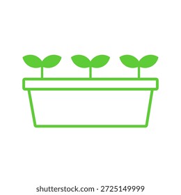 Icono de la caja del plantador. Aislado sobre fondo blanco. Icono verde