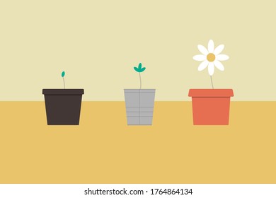 Planter Flower Pot Plant Farm Seeds Vector Art Graphic Design