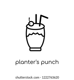 planter's punch icon. Trendy modern flat linear vector planter's punch icon on white background from thin line Drinks collection, outline vector illustration