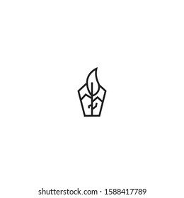planting in bottle logo vector concept with simple, unique, outline styles