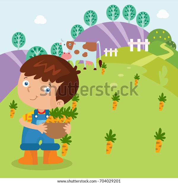 Planting Carrot Kid Illustration Stock Vector (Royalty Free) 704029201 ...