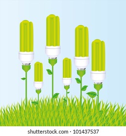 planting of ecological bulb , vector illustration
