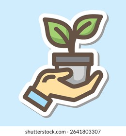 planting editable cartoon style sticker vector