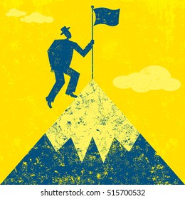 Planting a Flag on the Mountain
A man planting his flag on the mountaintop. 