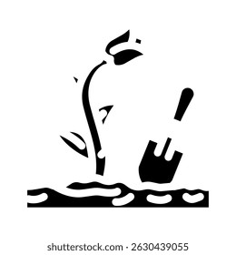planting flowers spring glyph icon vector. planting flowers spring sign. isolated symbol illustration