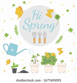 Planting flowers in warm spring