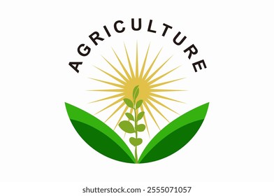 Planting food crops and vegetables, logo design illustration