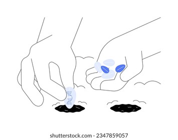 Planting genetically modified seeds abstract concept vector illustration. Microbiologist holding genetically modified seeds, natural science, GMO crops, agriculture industry abstract metaphor.