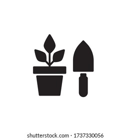planting icon glyph vector. isolated on white background