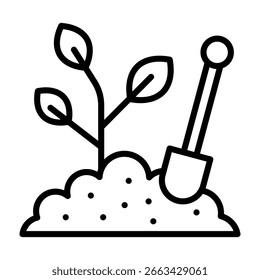 Ilustración vectorial de estilo de línea de ícono de plantación