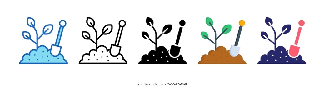 Colección de conjunto de estilos múltiples de ícono de plantación.