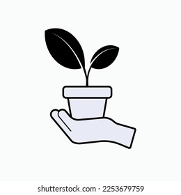 Planting Icon. Seeding, Gardening. Go Green Symbol. 