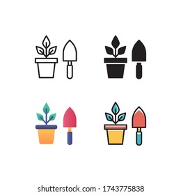 planting icon vector with different style design. isolated on white background