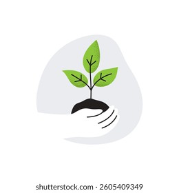 Planting new trees. Ecology and sustainable development. Vector illustration on a white background. 