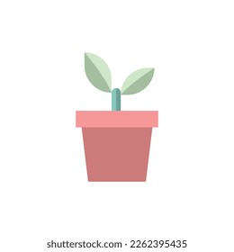 Planting on Pot Flat Icon Vector Illustration -  Spring Season Icon Concept.