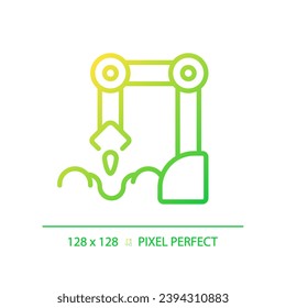 Planting robot gradient linear vector icon. Seed sowing machine. Agricultural automation. Artificial intelligence. Thin line color symbol. Modern style pictogram. Vector isolated outline drawing