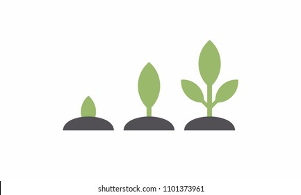 Planting seed sprout in ground. flat style. isolated on white background