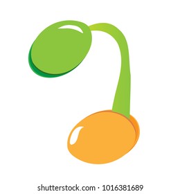 Planting seed sprout in ground. Symbol grow sapling. Icon, flat isolated on white background. Vector illustration