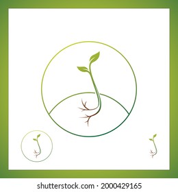 Planting seed sprout in ground. Symbol grow sapling. Vector illustration
