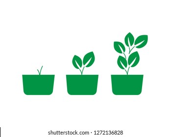 Planting and seeding ground. Plants and seeds vector icons