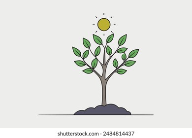 planting seeds to grow line with vector illustration on white background.