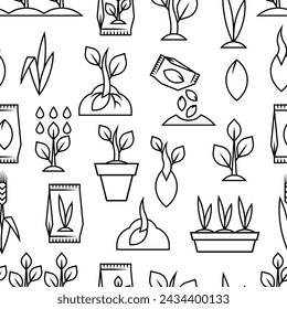 Planting seeds and growing pattern. Agricultural, cultivation and planting illustration.