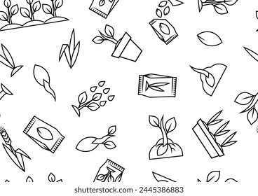 Planting seeds and growing pattern. Agricultural, cultivation and planting illustration.