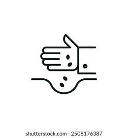 Planting seeds icon. Simple hand planting seeds in soil icon for social media, app, and web design. Vector illustration.