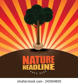 Planting a tree Arbor Day background EPS 10 vector stock illustration