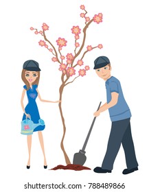 Planting tree couple