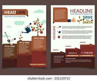 Planting tree design template for broshure cover and flyer