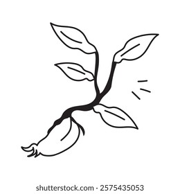Planting tree hand drawn doodle icon in trendy style