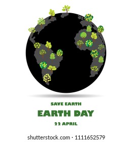 Planting trees to save the world. Save Earth. Earth day illustration.Vector EPS10