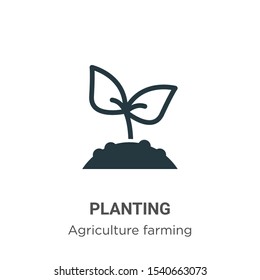 Planting vector icon on white background. Flat vector planting icon symbol sign from modern agriculture farming and gardening collection for mobile concept and web apps design.